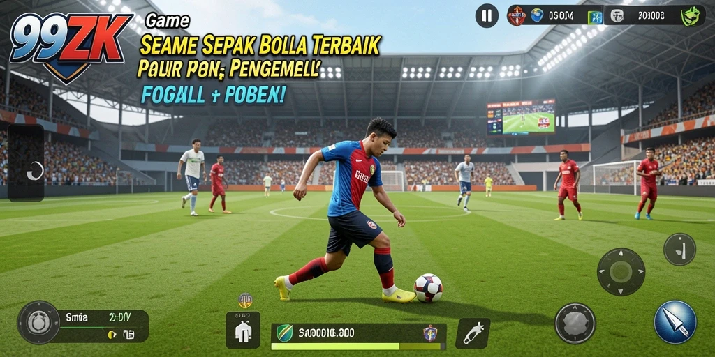 Tampilan gameplay intens dari 99ZK dengan aksi sepak bola yang mendebarkan.