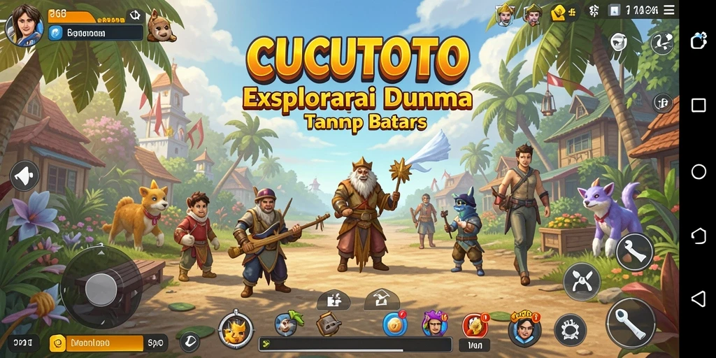 Screenshot gameplay CUCUTOTO menampilkan petualangan di dunia terbuka yang luas.