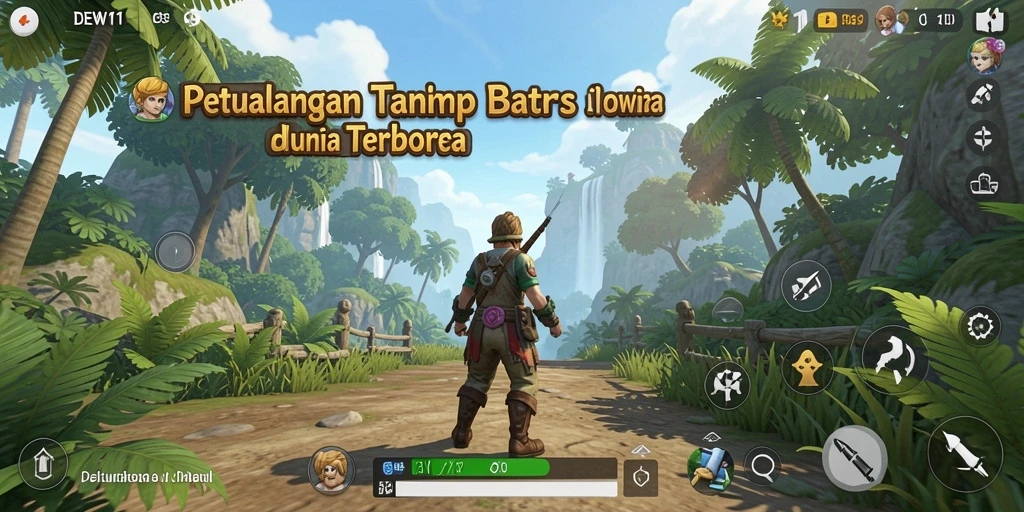 Tampilan gameplay DEWI11 yang menakjubkan di dunia terbuka.