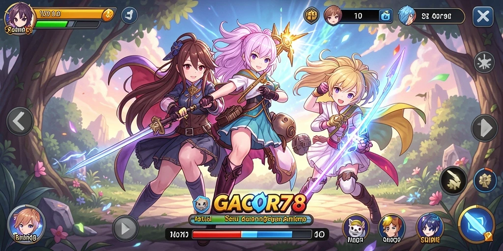 Screenshoot gameplay GACOR78 yang penuh aksi dan karakter anime.