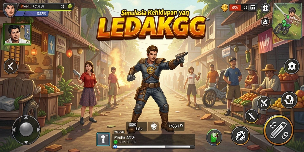 Menampilkan gameplay LEDAKGG dalam simulasi kehidupan yang seru.