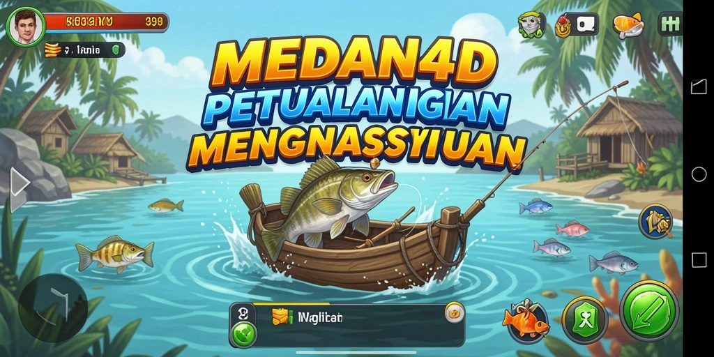 Tampilan gameplay MEMAD4D yang mendebarkan saat memancing ikan besar.