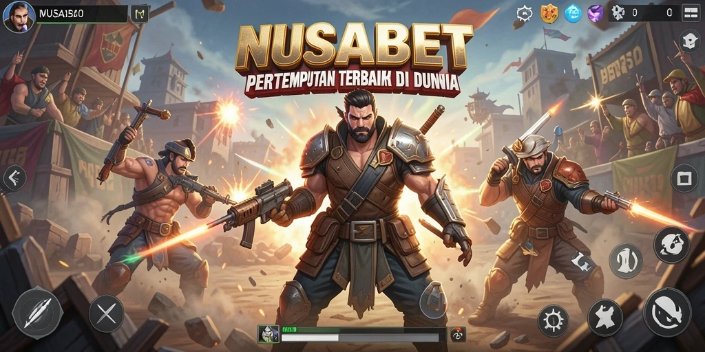 Screenshot dari gameplay mendebarkan NUSABET dalam pertarungan Battle Royale.